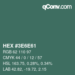 Color code: HEX #3E6E61 | qconv.com