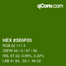 カラーコード: HEX #3E6F03 | qconv.com