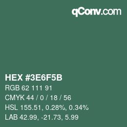 Color code: HEX #3E6F5B | qconv.com