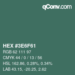 Color code: HEX #3E6F61 | qconv.com