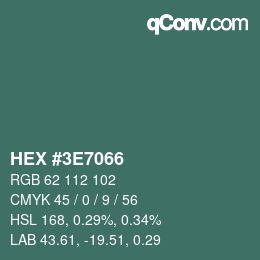 Código de color: HEX #3E7066 | qconv.com