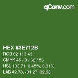カラーコード: HEX #3E712B | qconv.com