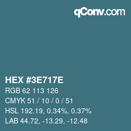 Farbcode: HEX #3E717E | qconv.com