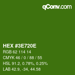 Color code: HEX #3E720E | qconv.com