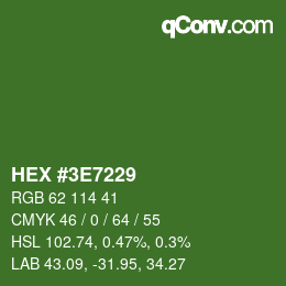 Color code: HEX #3E7229 | qconv.com