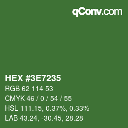 Color code: HEX #3E7235 | qconv.com