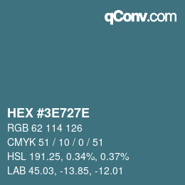Color code: HEX #3E727E | qconv.com