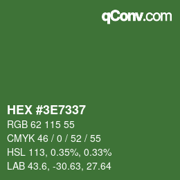 Color code: HEX #3E7337 | qconv.com