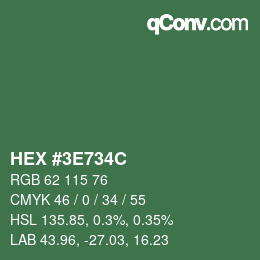 Color code: HEX #3E734C | qconv.com