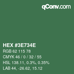 Color code: HEX #3E734E | qconv.com