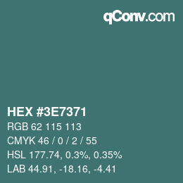 Color code: HEX #3E7371 | qconv.com