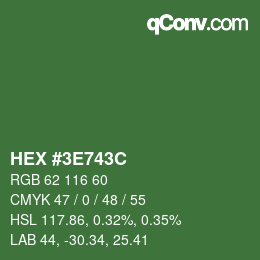 Color code: HEX #3E743C | qconv.com