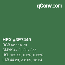Color code: HEX #3E7449 | qconv.com