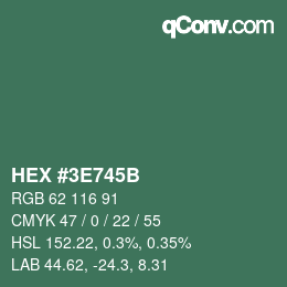 Color code: HEX #3E745B | qconv.com