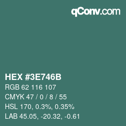 Color code: HEX #3E746B | qconv.com