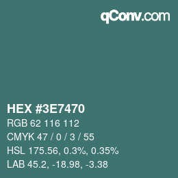 Color code: HEX #3E7470 | qconv.com
