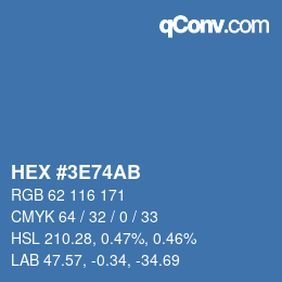 Color code: HEX #3E74AB | qconv.com