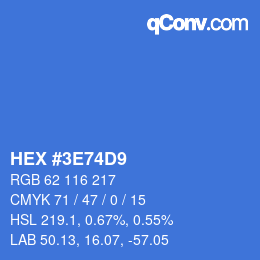 Farbcode: HEX #3E74D9 | qconv.com