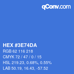 Color code: HEX #3E74DA | qconv.com