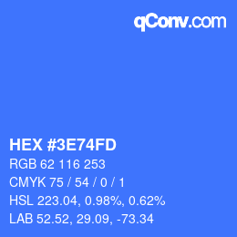 Color code: HEX #3E74FD | qconv.com