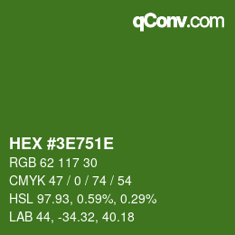 Color code: HEX #3E751E | qconv.com