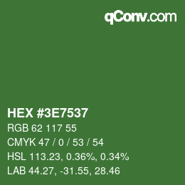 Color code: HEX #3E7537 | qconv.com