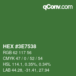 Color code: HEX #3E7538 | qconv.com