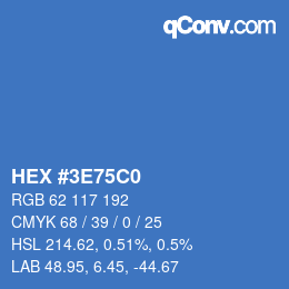 カラーコード: HEX #3E75C0 | qconv.com