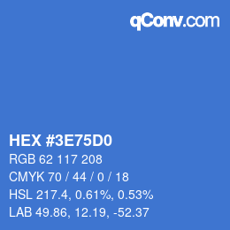 カラーコード: HEX #3E75D0 | qconv.com