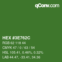 Color code: HEX #3E762C | qconv.com