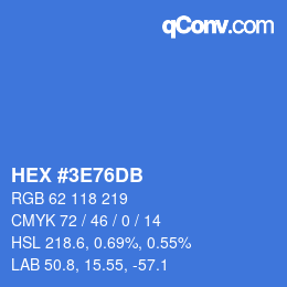 Farbcode: HEX #3E76DB | qconv.com