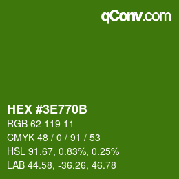 Color code: HEX #3E770B | qconv.com