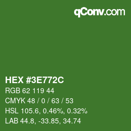 Color code: HEX #3E772C | qconv.com