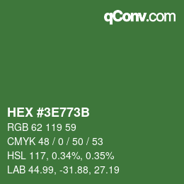 Color code: HEX #3E773B | qconv.com