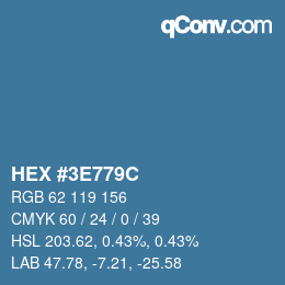 Color code: HEX #3E779C | qconv.com