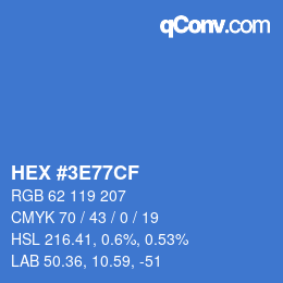 Color code: HEX #3E77CF | qconv.com
