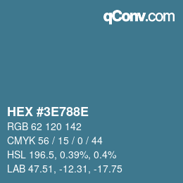 Color code: HEX #3E788E | qconv.com