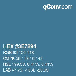 Color code: HEX #3E7894 | qconv.com