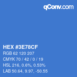 カラーコード: HEX #3E78CF | qconv.com