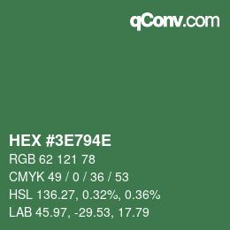 Color code: HEX #3E794E | qconv.com