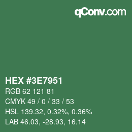 Color code: HEX #3E7951 | qconv.com