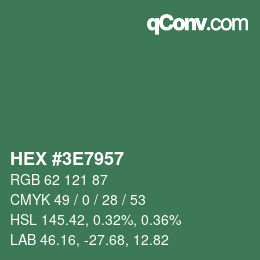 Color code: HEX #3E7957 | qconv.com