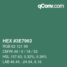 Color code: HEX #3E7963 | qconv.com