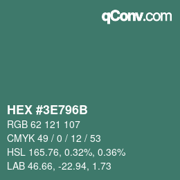 Color code: HEX #3E796B | qconv.com
