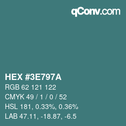 Color code: HEX #3E797A | qconv.com