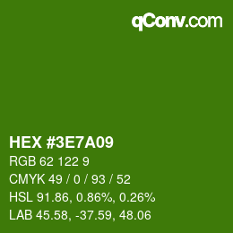 Color code: HEX #3E7A09 | qconv.com