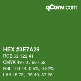 Color code: HEX #3E7A29 | qconv.com
