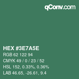 Color code: HEX #3E7A5E | qconv.com