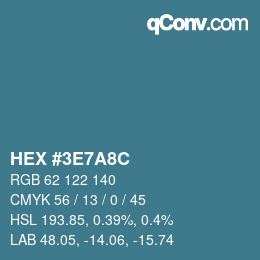 Code couleur: HEX #3E7A8C | qconv.com