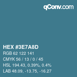 Código de color: HEX #3E7A8D | qconv.com